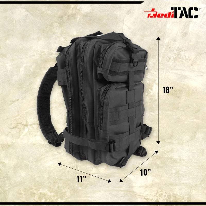 MediTac Tactical Assault Pack - First Aid Rucksack - 18" Military MOLLE Backpack - Tactical Black - Image 4
